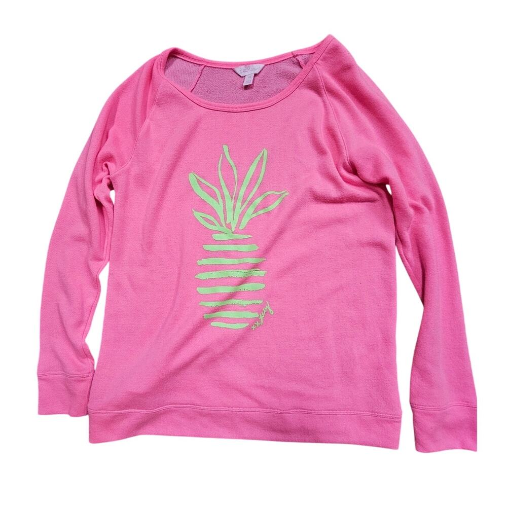 Lilly Pulitzer Sandy Popover Sweatshirt – Tiki Pink Pineapple XS 🍍 RARE - Picture 2 of 5